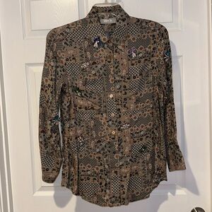 New w/ Tags Very Cute “blueb” Patchwork Paisley Blouse w/ Embellishments- small